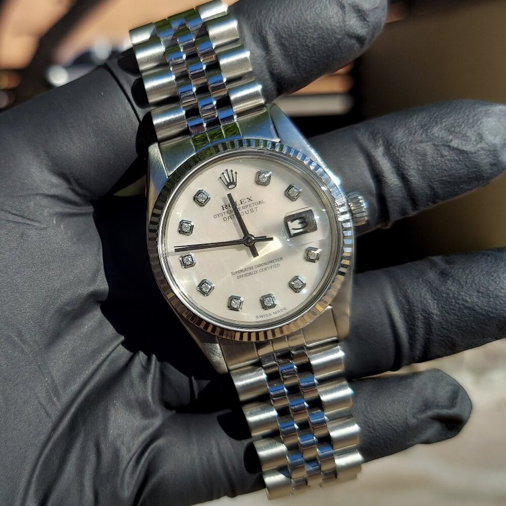 (SALE) Rolex 36mm Steel Datejust white MOP diamond jubilee